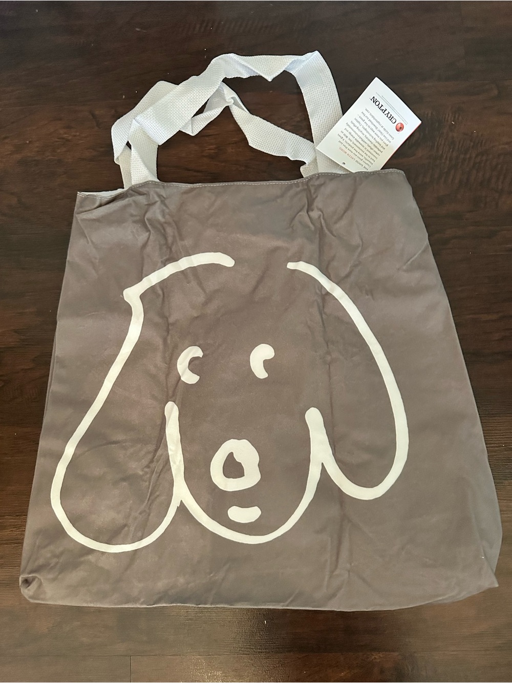 Gray Dog Tote Bag with White Dog Illustration - Pet Supply Tote